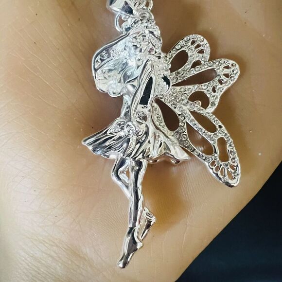 RARE Runway Agatha Paris Pixie Fairy Pendant France Bright Silver Necklace 1043 - Picture 2 of 11